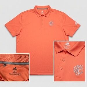 Adidas Golf Polo Shirt Mens 2XL Coral Performance Short Sleeve‎ Athletic Nwot